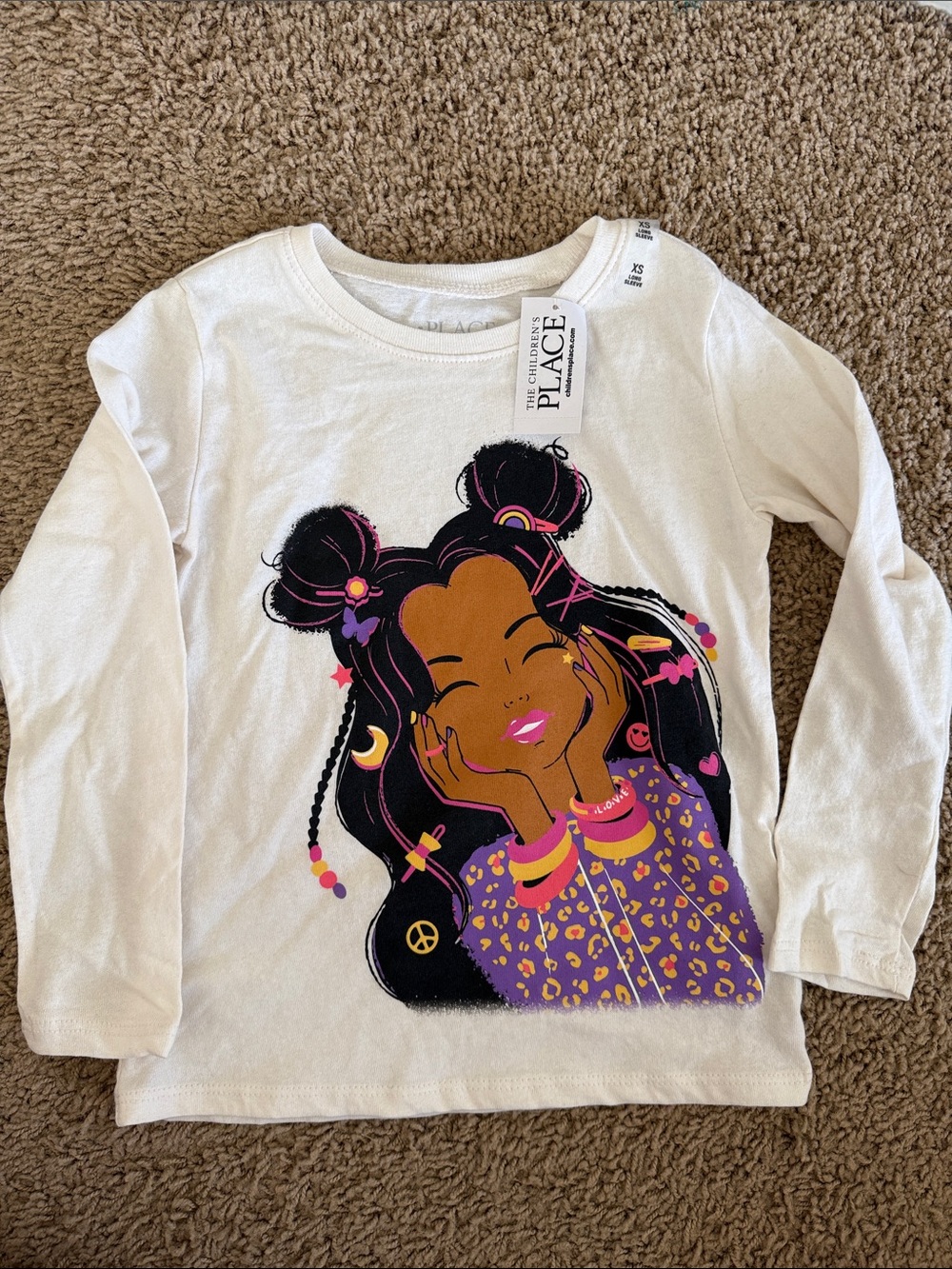 The Children's Place White Long-Sleeve Tee with Purple & Pink Graphic